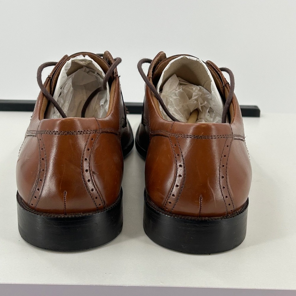 Johnston & Murphy Mens Brown Leather Derby Dress Shoes Lace Up Brogue Detail - Picture 4 of 10